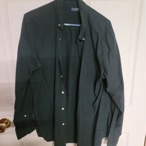 ~ Mens green plaid full button down dress shirt